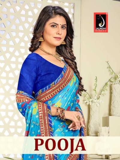 Pooja By Jalnidhi Fancy Bandhani Printed Stylish Saree Collection